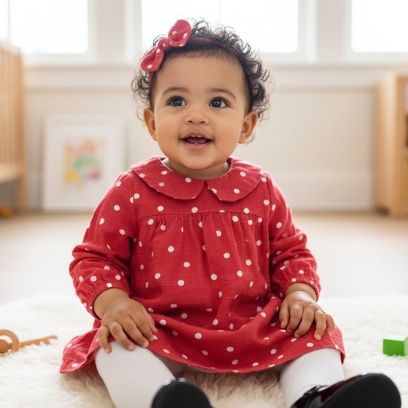 Angel Dear Red Polka Dot Dress 12 18 Months Holiday Outfit - Picture 2 of 5